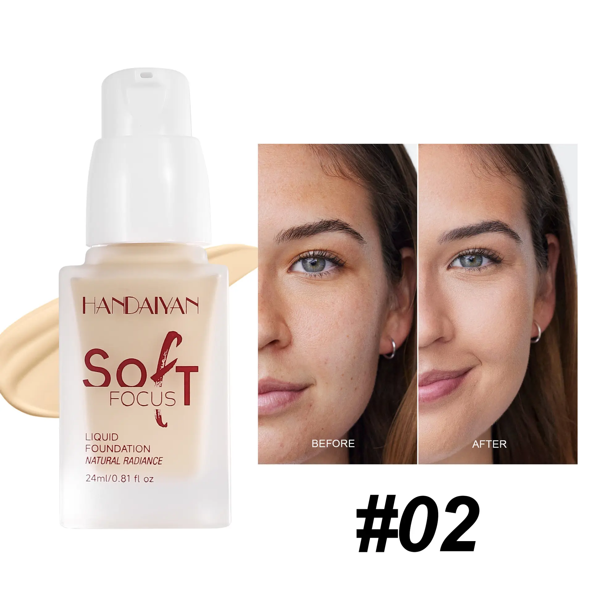 HANDAIYAN muticolor Powder Base Liquid Concealer non-sticking Powder Long-lasting Moisturizing Waterproof Brightening Foundation