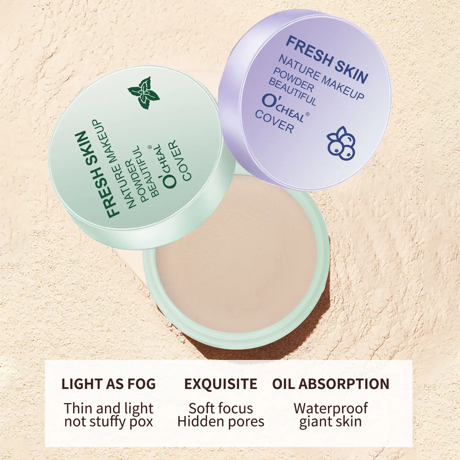 OCHEAL Makeup Face Loose Powder 3 Colors Makeup Waterproof Loose Cover Powder Skin Finish Oil Control Powder Makeup