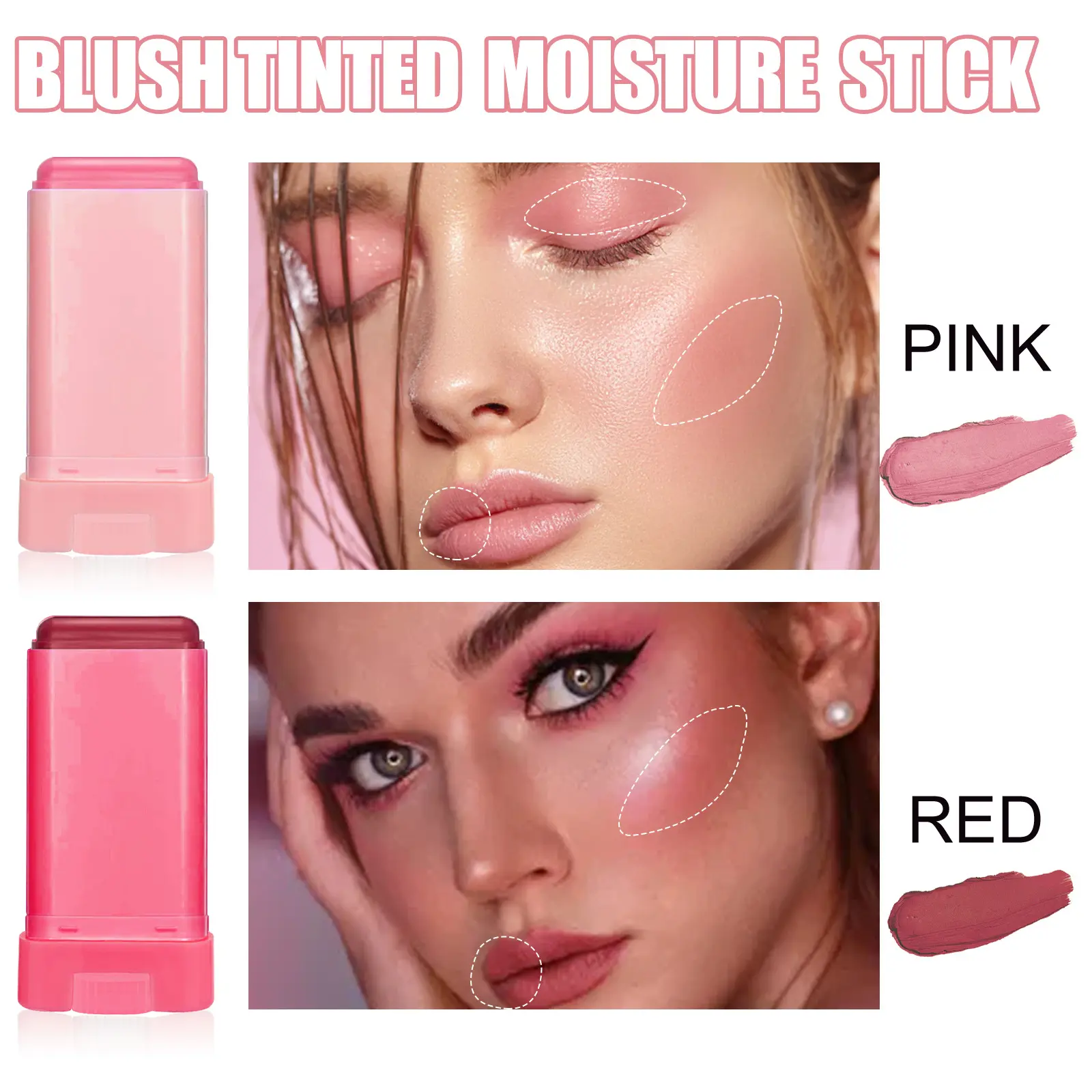 Blush Stick Waterproof Face Pink Cream Cheek Eyes Blusher Long Lasting Multi-purpose Eye Shadow Contouring Makeup Cosmetics