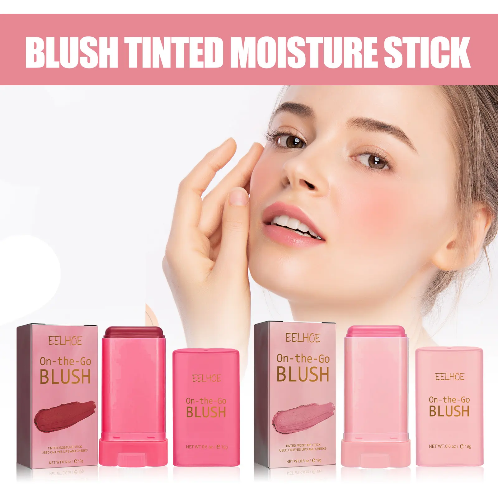 Blush Stick Waterproof Face Pink Cream Cheek Eyes Blusher Long Lasting Multi-purpose Eye Shadow Contouring Makeup Cosmetics