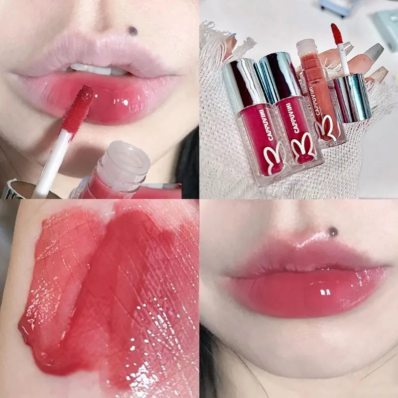 Ice Juice Red Lip Gloss Crystal Mirror Water Light Lip Glaze Grapes Jelly Glass Lip Oil Waterproof Lipstick Clear Tint Makeup