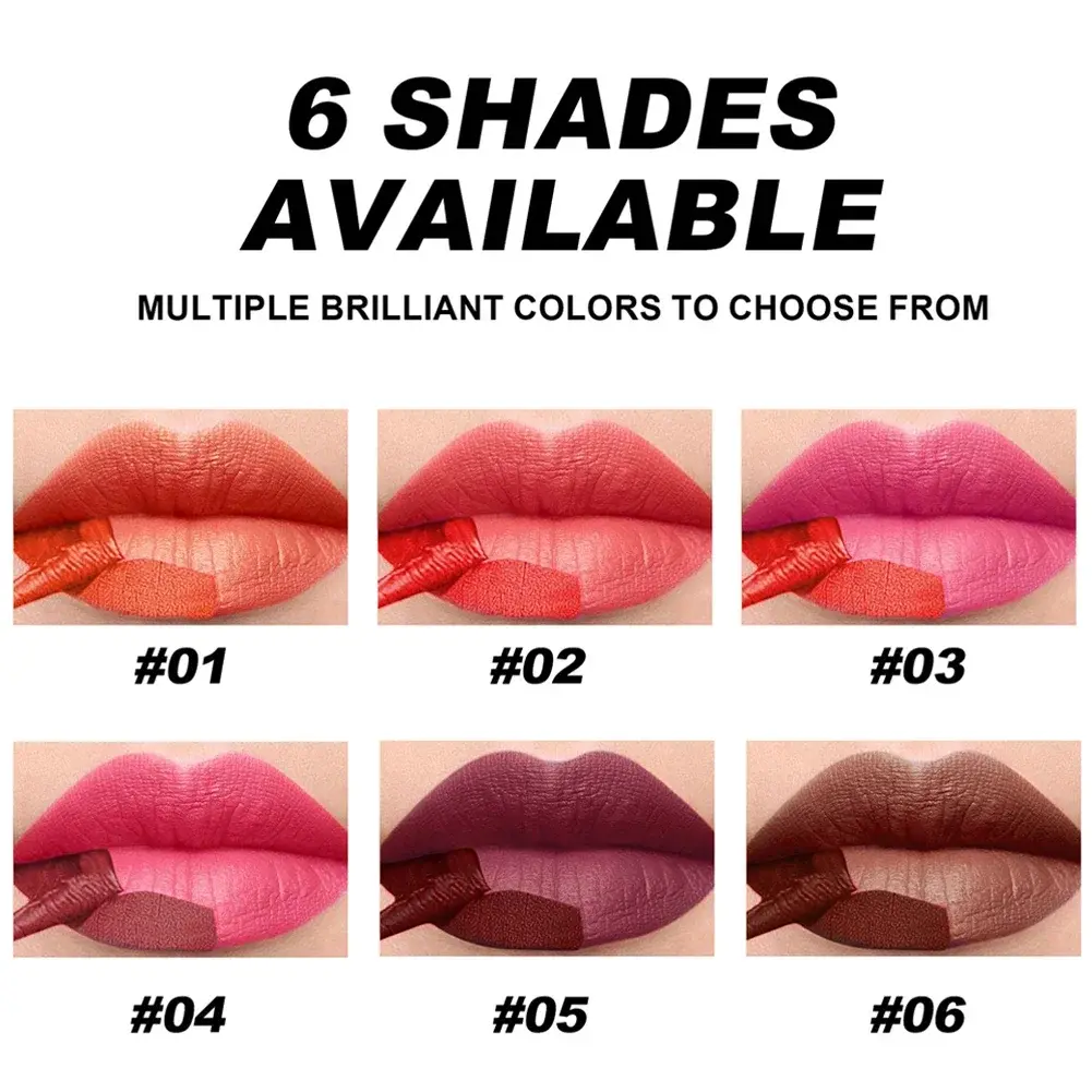 6-Color High Quality Peel off Tattoo Lipstick Waterproof Long Lasting Matte Lip Gloss Sexy Tear Pull Makeup Women's Cosmetics
