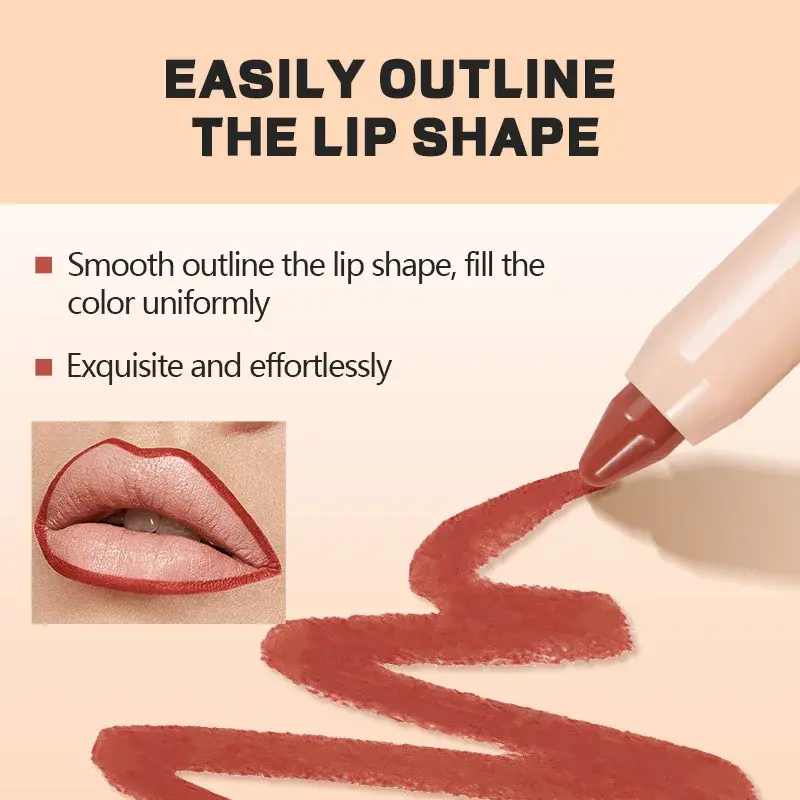 8 Colors Waterproof Lip Liner Pencil Sexy Red Matte Long-Lasting Lipsticks Lipliner Pen with Contour Tint for Perfect Lip Makeup