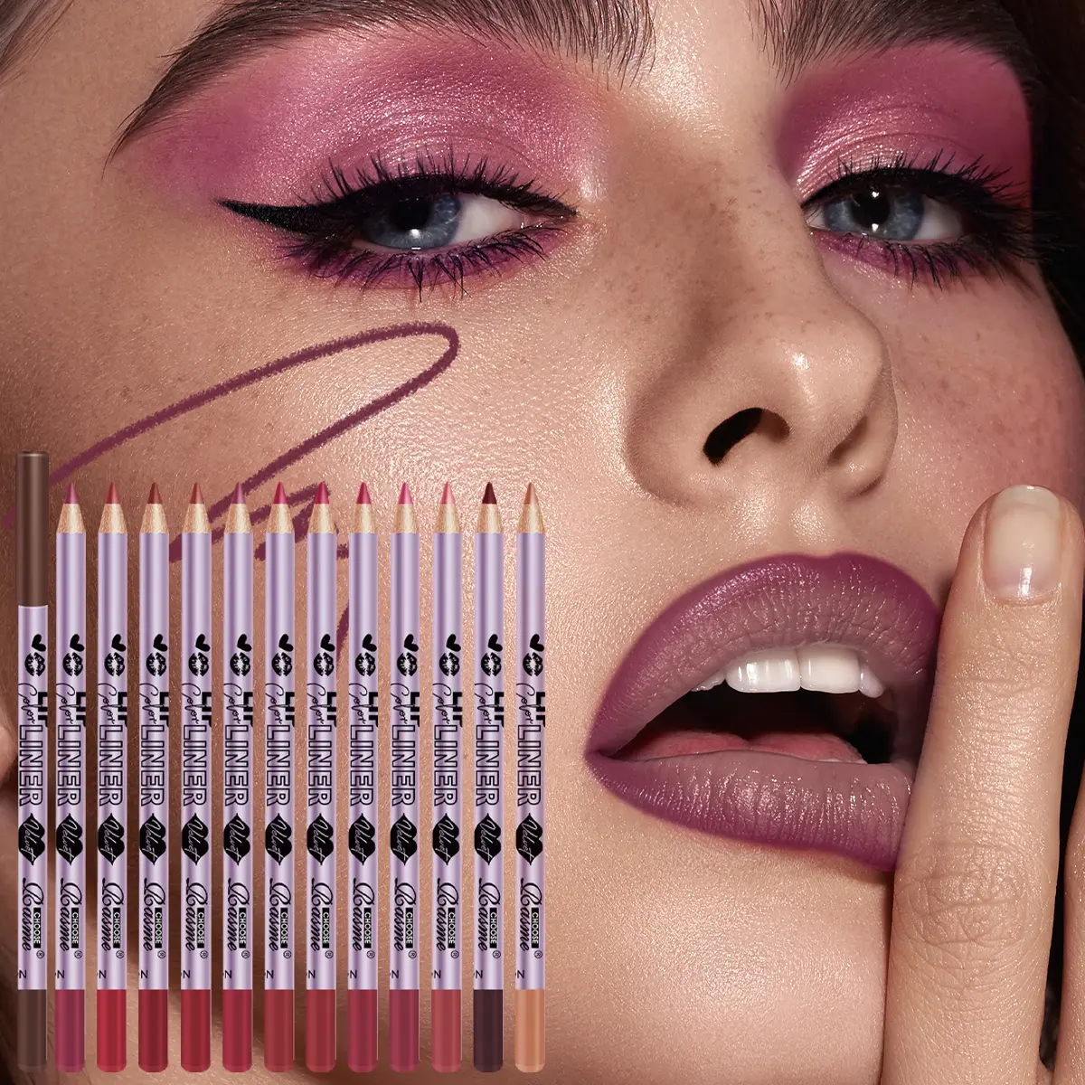 12 Color lipliner Set Contour Pen Tone Waterproof Mist Matte Lipstick Cosmetics