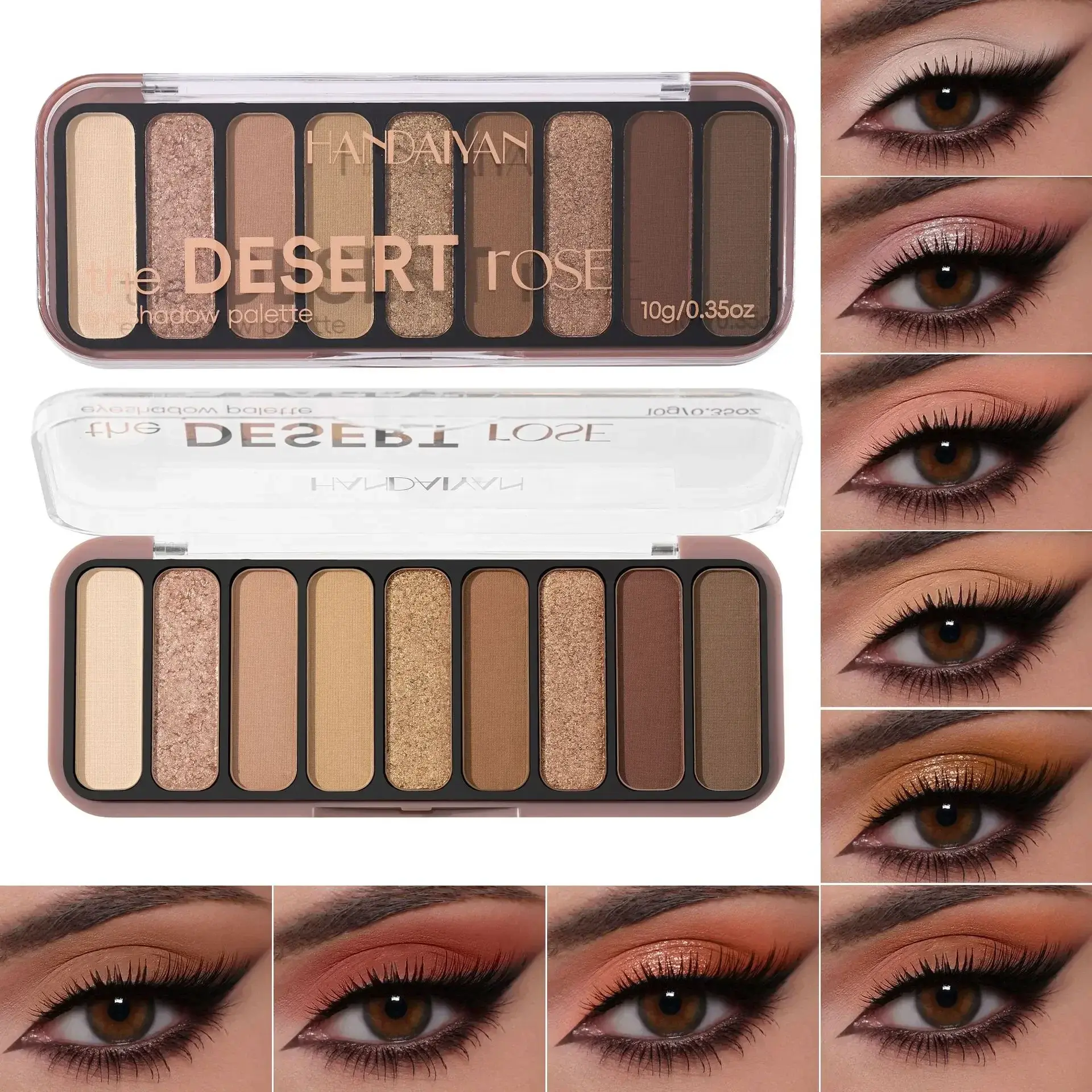 Desert Rose Eyeshadow Palette 9 Colors High Pigment Mineral Shadows Natural Daily Look Waterproof Matte & Earthy Tone Finishes