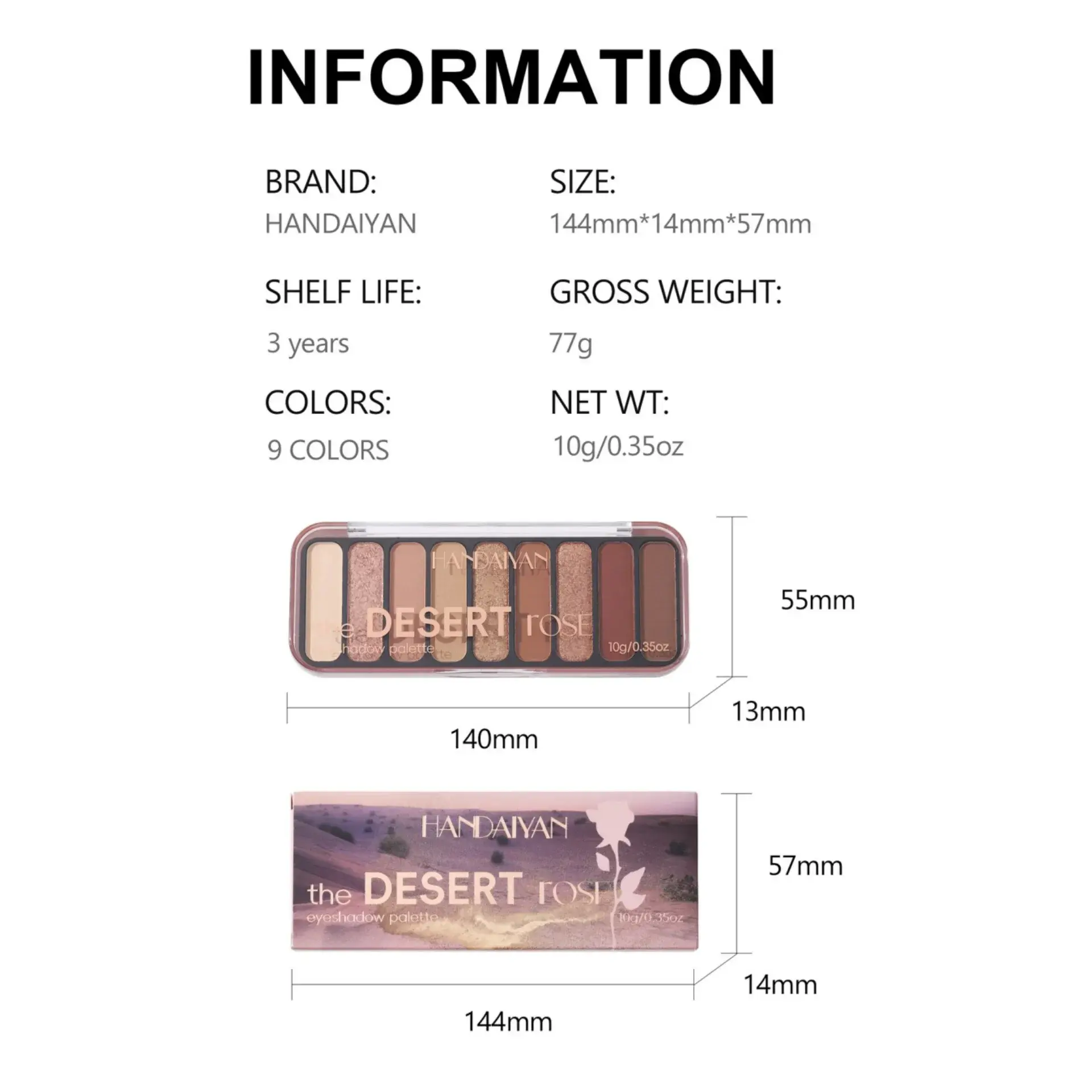 Desert Rose Eyeshadow Palette 9 Colors High Pigment Mineral Shadows Natural Daily Look Waterproof Matte & Earthy Tone Finishes