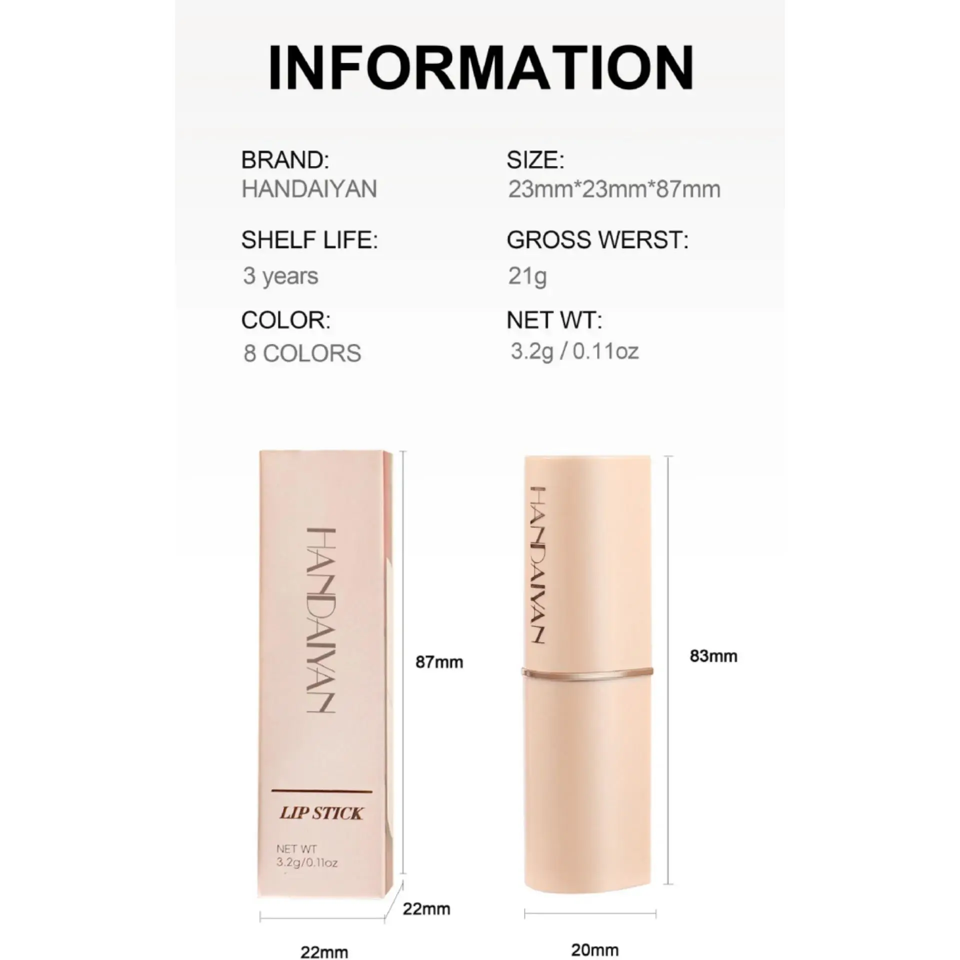 Matte Lipstick Waterproof Long Lasting 8 Colors Non Stick Velvet Texture Easy Apply Rose Red Deep Lip Makeup