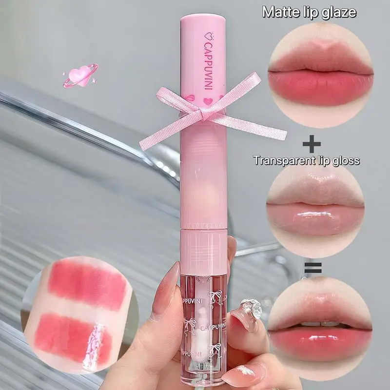 Cappuvini Lightweight Colour Raincoat Lip Glaze Mirror Matte Moisturizing Lip Gloss Lipstick with Lip Brush