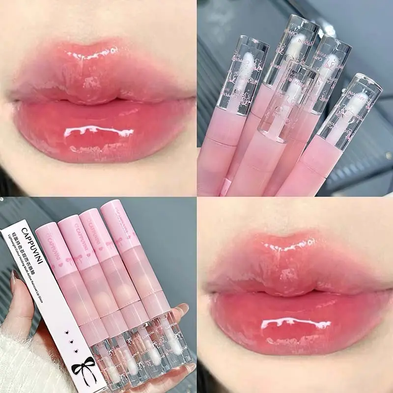 Cappuvini Lightweight Colour Raincoat Lip Glaze Mirror Matte Moisturizing Lip Gloss Lipstick with Lip Brush