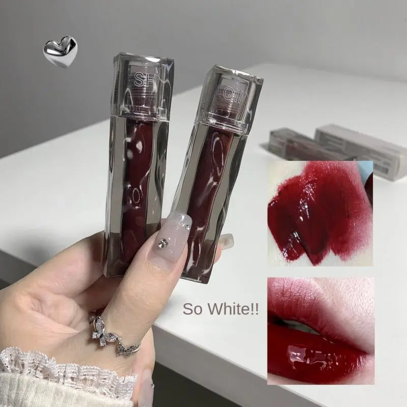 Waterproof Mirror Nude Lip Gloss Transparent Nude Dark Brown Red Lip Glaze Lasting Velvet Liquid Lipstick Women Makeup Cosmetic