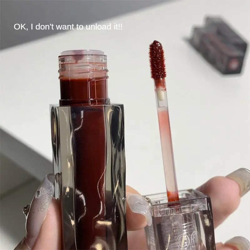 Waterproof Mirror Nude Lip Gloss Transparent Nude Dark Brown Red Lip Glaze Lasting Velvet Liquid Lipstick Women Makeup Cosmetic