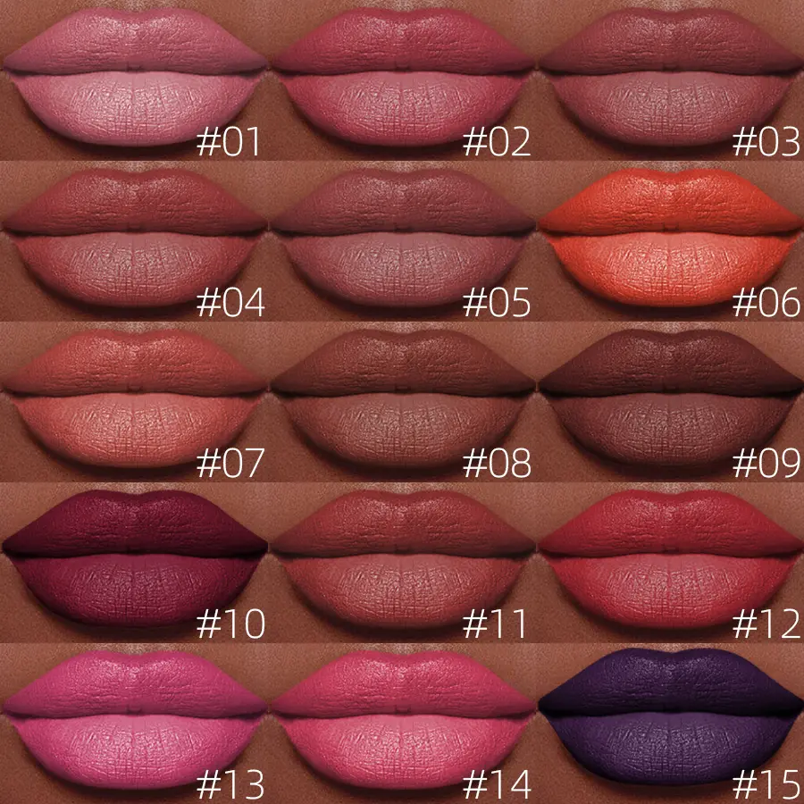 15 Colors Nude Velet Matte Lipstick Pencil Waterproof Long Lasting Red Brown Pink Lip Liner Pen Non-Stick Cup Makeup Lip Tint Pe