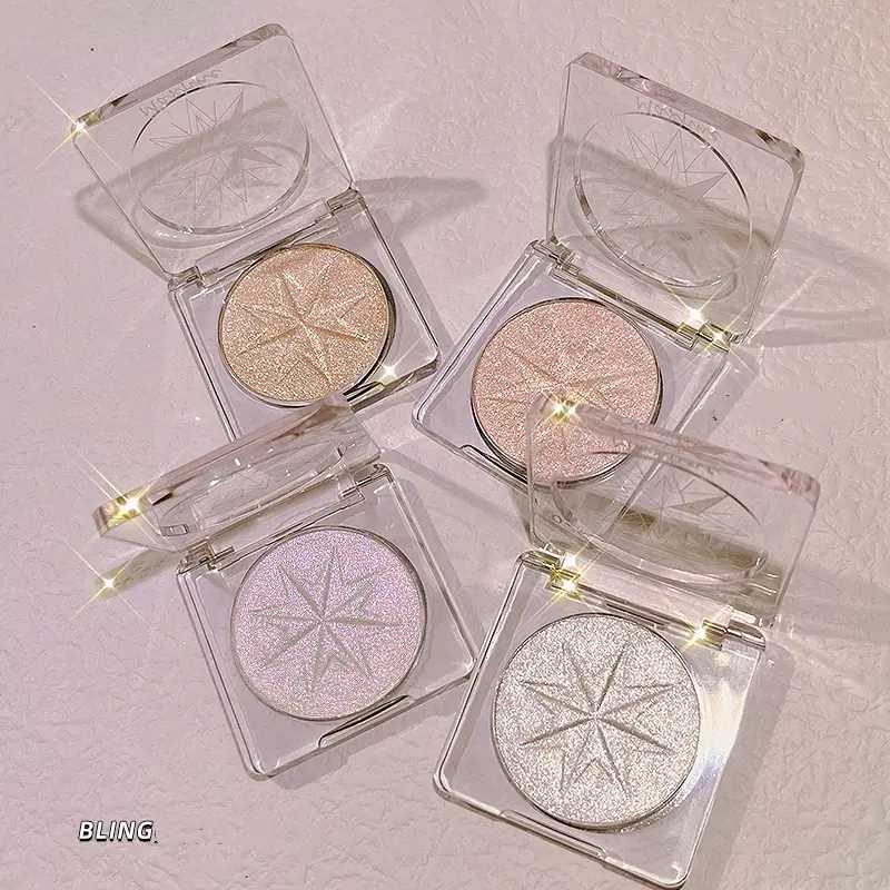 2024 New Highlighter 4 Colors Chameleon Eye Shadow Palette Waterproof Glitter Shimmer Highlighter Powder Palette Cosmetics