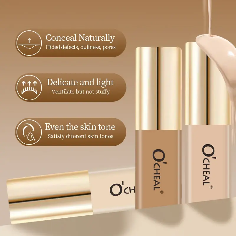 OCHEAL Mini Concealer Foundation - Liquid Cover for Acne Spots & Dark Circles Waterproof Oil-Control Cream for Even Skin Tone