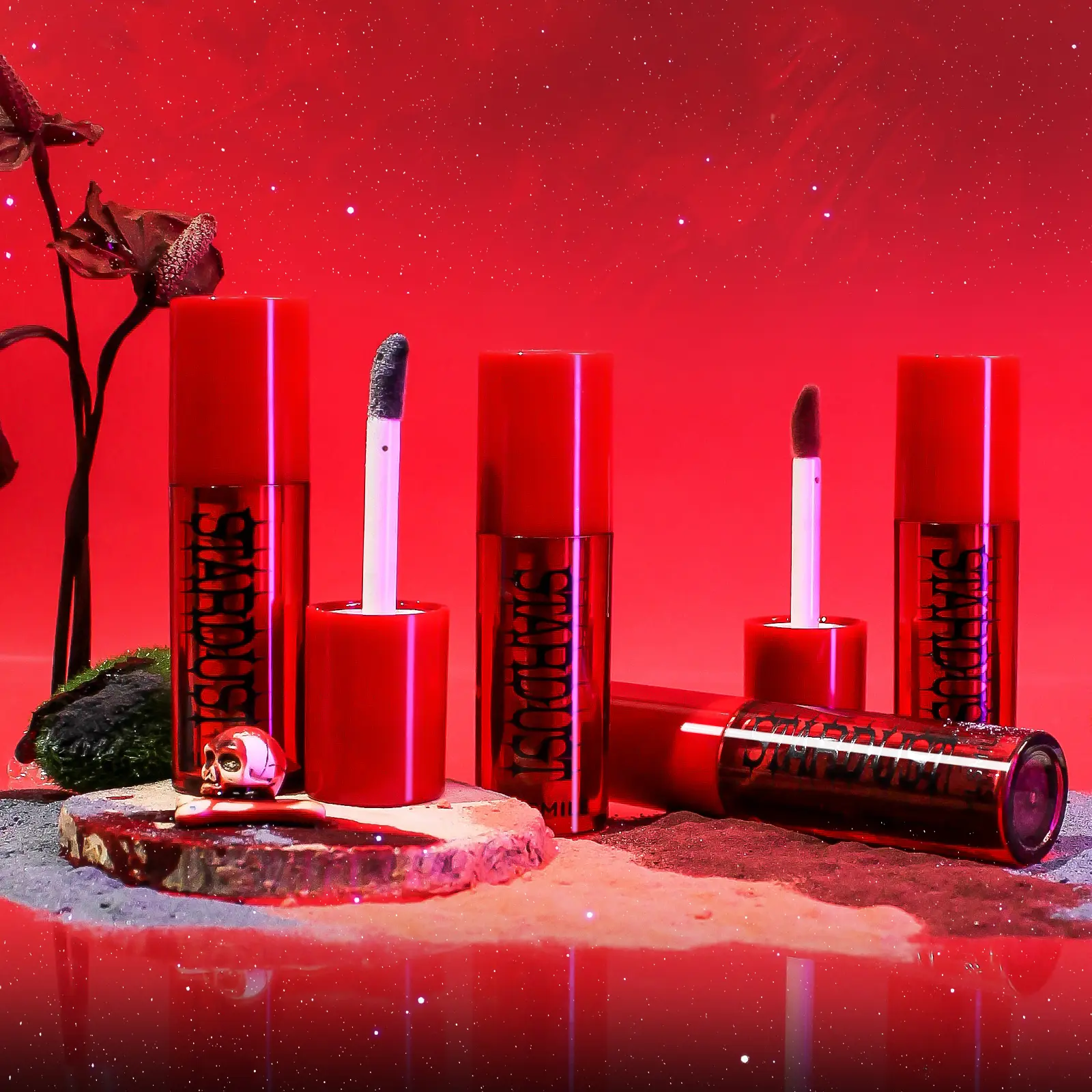 Long-Lasting Waterproof Lip And Face Makeup, High Pigment Black AndRed Gloss, Multi-Purpose Paste For All Skin Types