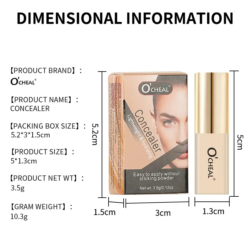 OCHEAL Mini Concealer Foundation - Liquid Cover for Acne Spots & Dark Circles Waterproof Oil-Control Cream for Even Skin Tone