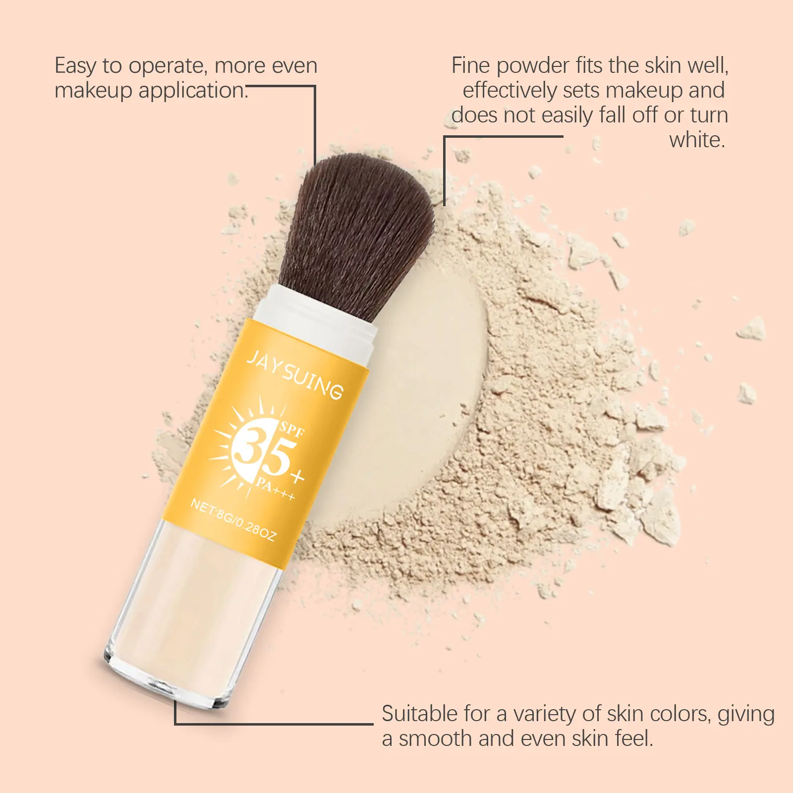 Matte Loose Powder Spf50 Sunblock Skin Oil Control Natural Soft Face Invisible Pores Lasting Waterproof Sunscreen Setting Powder