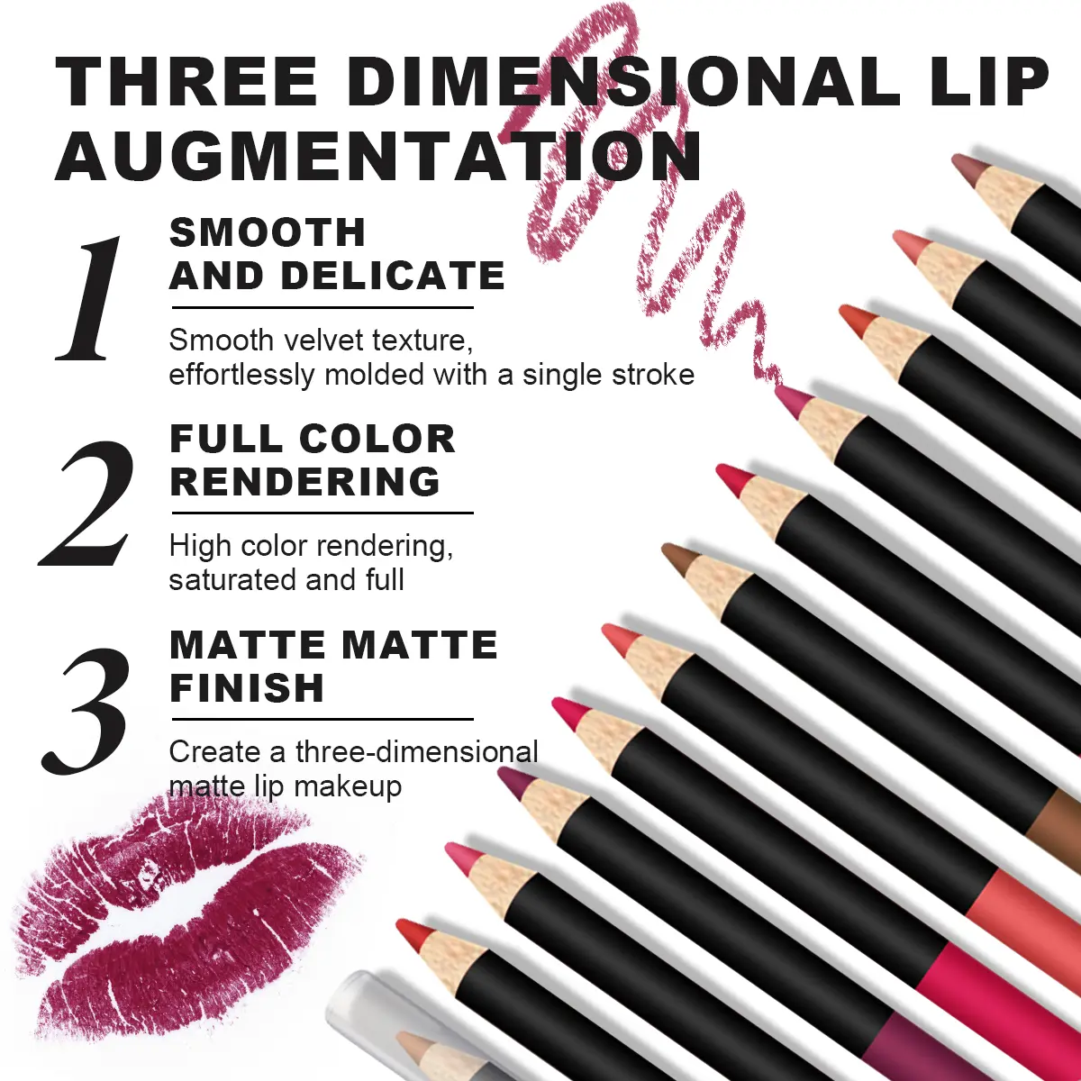 12PCS lipliner Set Pencil Lipstick Durable Waterproof Sweat proof Lipstick Lipliner Lipstick Set