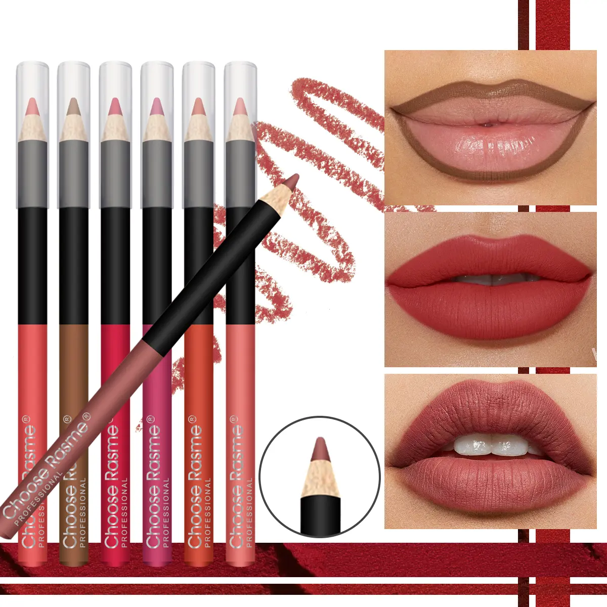 12PCS lipliner Set Pencil Lipstick Durable Waterproof Sweat proof Lipstick Lipliner Lipstick Set