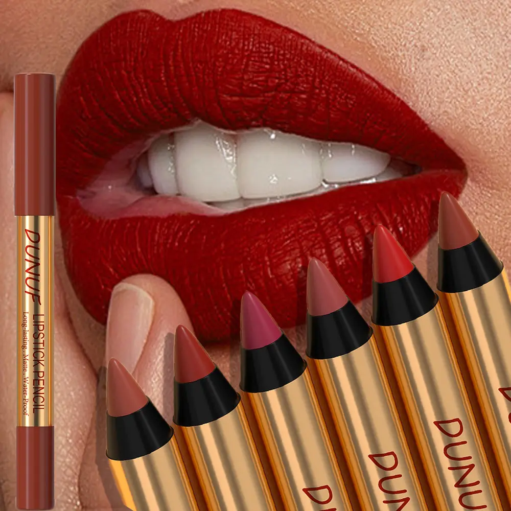 6 Colors Lipstick Pencil Matte Velvet Waterproof Long-lasting Non-stick Cup Lip Stick Sexy Brown Red Automatic Lip Liner Makeup