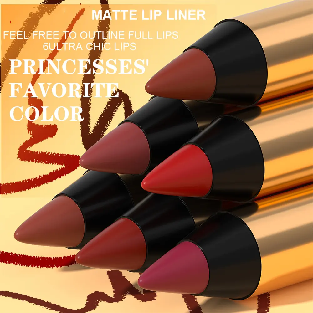6 Colors Lipstick Pencil Matte Velvet Waterproof Long-lasting Non-stick Cup Lip Stick Sexy Brown Red Automatic Lip Liner Makeup