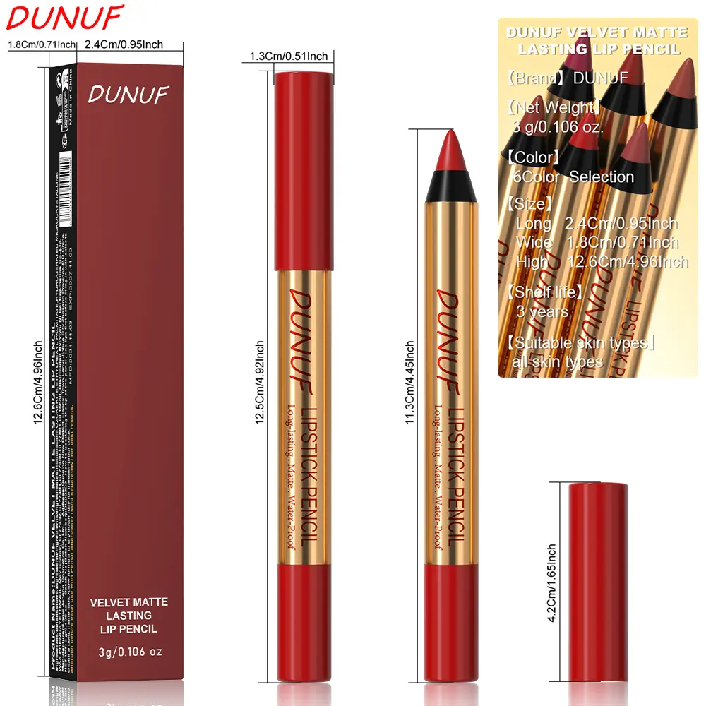 6 Colors Lipstick Pencil Matte Velvet Waterproof Long-lasting Non-stick Cup Lip Stick Sexy Brown Red Automatic Lip Liner Makeup