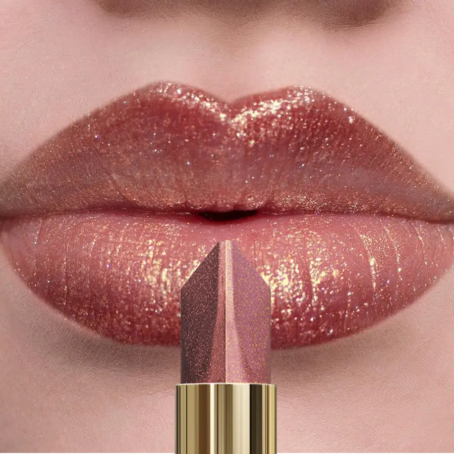 1pc Lipstick Waterproof Glitter&Matte Long Lasting Pearlescent Moisturizing Diamond Lip Tint Sexy Red Lips Makeup Metallic Lip