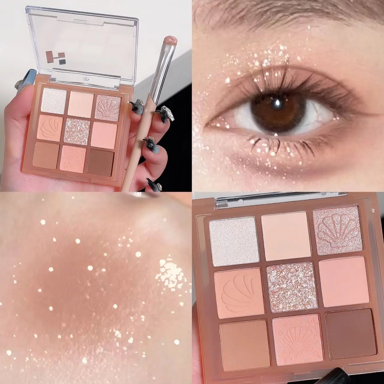 DIKALU New Shell Nine Color Eyeshadow Plate Powder Purple Low Saturation Earth Blush High Light Lying Silkworm Brightening Compr