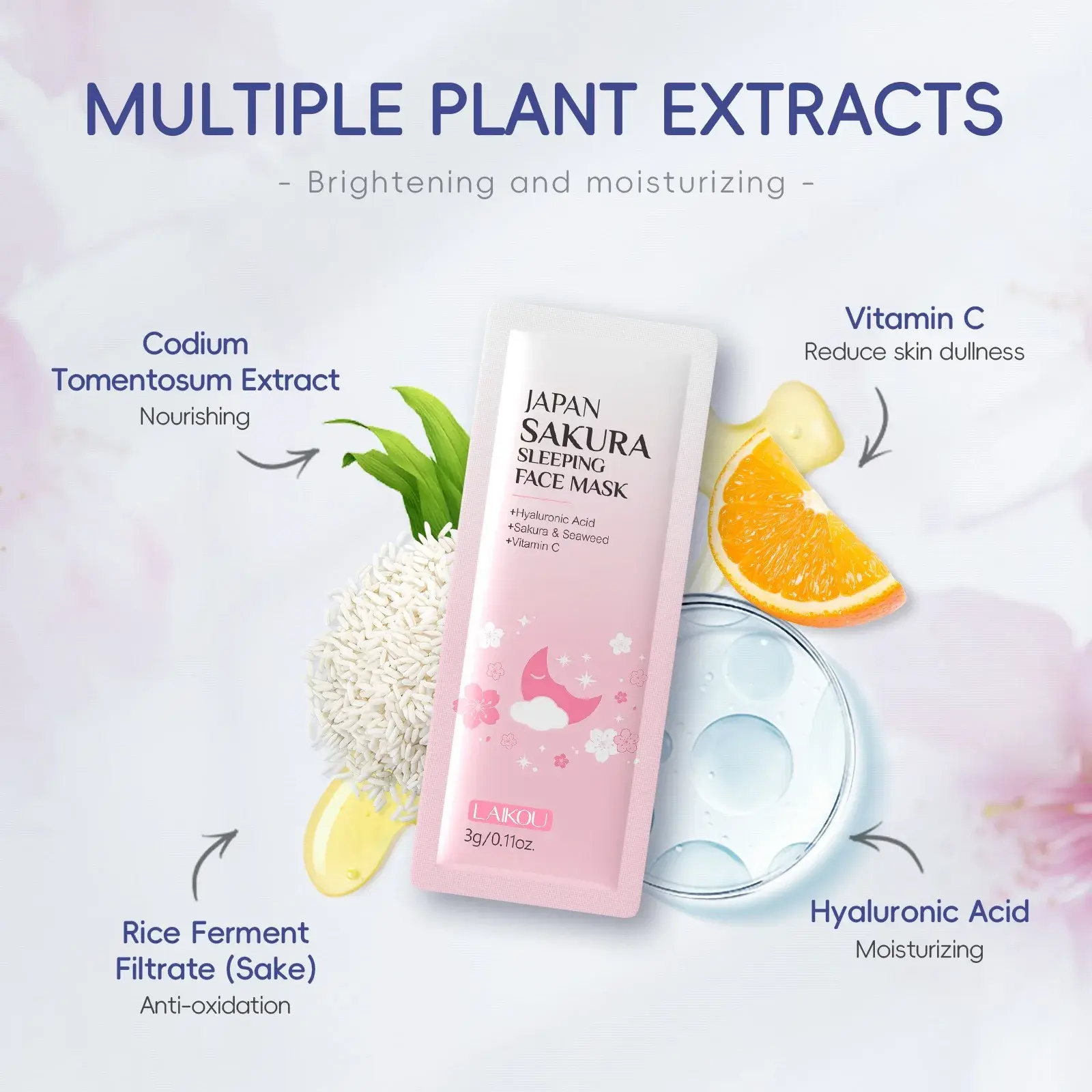 10/20 PCS LAIKOU Moisturizing Facial Mask Hydrating Sleeping Face Sheet Masks Repairing & Nourishing Night Face Mask Skin Care