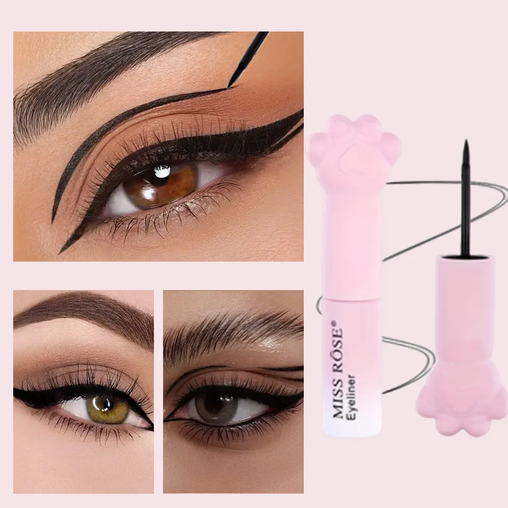 1/2 Counts Waterproof Cartoon Cat Paw Black Eyeliner Liquid Pen Matte Smooth Quick Dry Cosmetic Long-Lasting Sweat-Proof Beauty