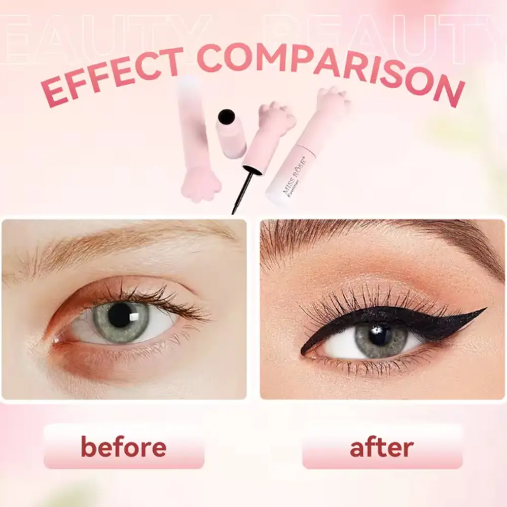 1/2 Counts Waterproof Cartoon Cat Paw Black Eyeliner Liquid Pen Matte Smooth Quick Dry Cosmetic Long-Lasting Sweat-Proof Beauty