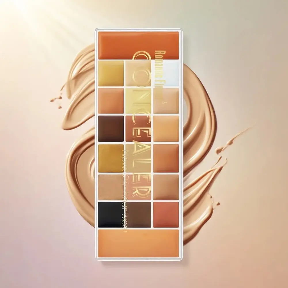 20-Color Concealer Palette with Small Brush Earth Tone Foundation Full Coverage Brightening Water-Resistant Makeup Tray