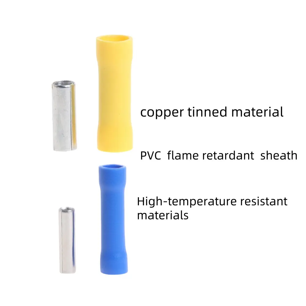 100pcs Assorted Insulated Crimp Terminals Electrical Wire Cable Butt Connectors Crimping Terminal BV1.25 BV2.5 BV5.5