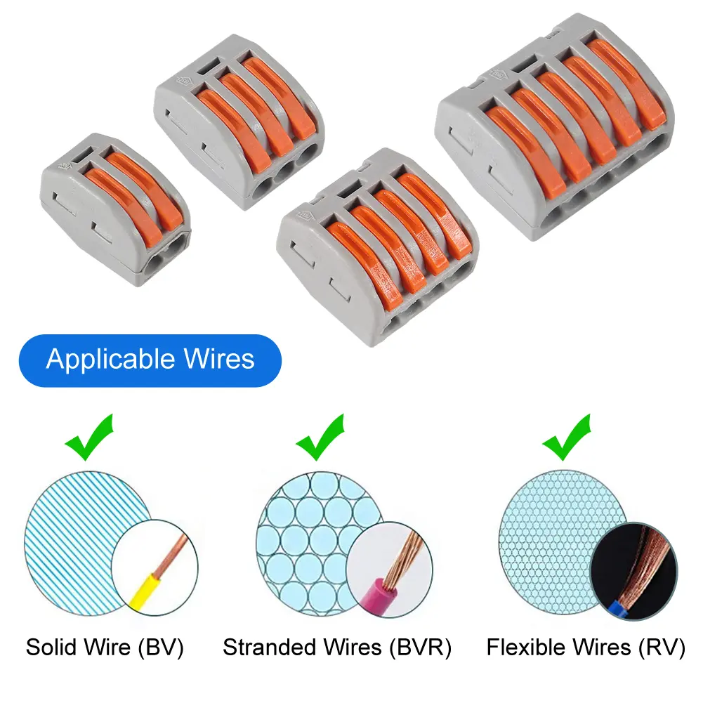 55pcs Quick Wire Connector,Fast Wiring Push in Lever Connectors Electrical Wiring Terminal Block with Storage Box, for Wires