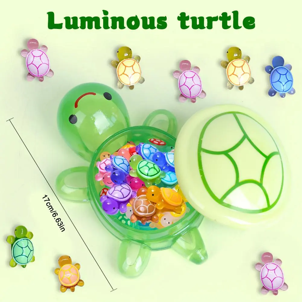 1PC Night Glow Large Turtle+100pcs Mini Luminous Turtles Figurines Resin Craft Glowing Turtle Storage Ornament Landscape Desktop