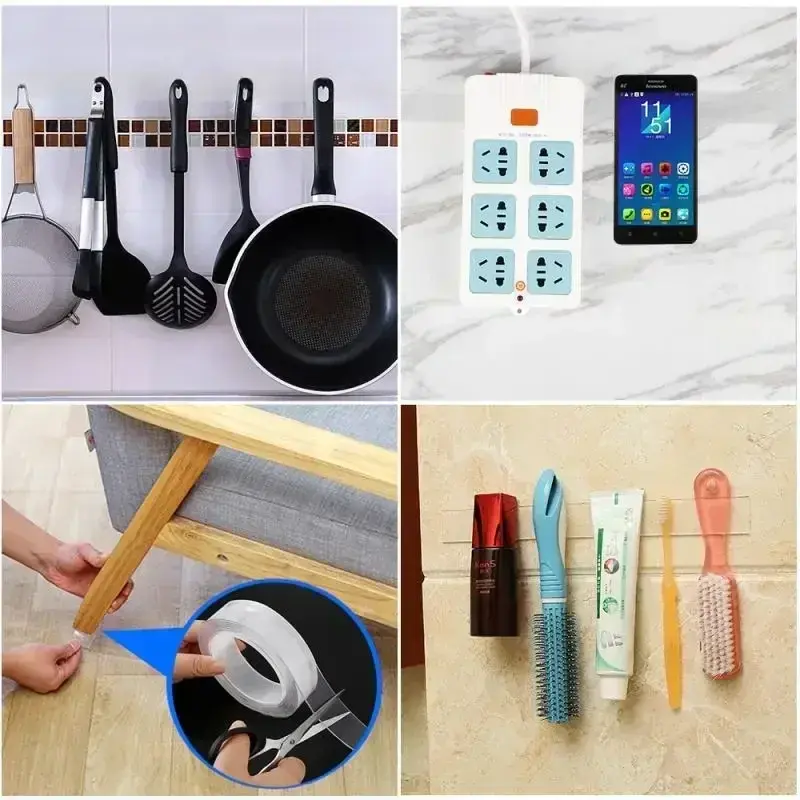 Ultra-Strong Nano Double-Sided Tape Thick Transparent Waterproof High Viscosity Multipurpose Reusable Gel Grip Tape