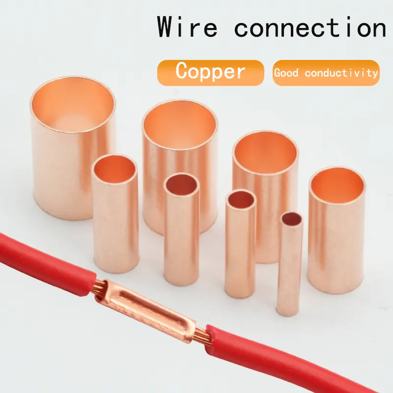 250/230/100PCS/20PCS Wire Ferrules Kit 8/7 Size Copper Crimp Connector Non Insulated Electrical Butt Terminal Assortment Kit
