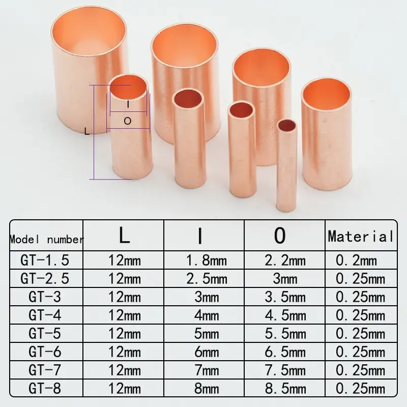 250/230/100PCS/20PCS Wire Ferrules Kit 8/7 Size Copper Crimp Connector Non Insulated Electrical Butt Terminal Assortment Kit