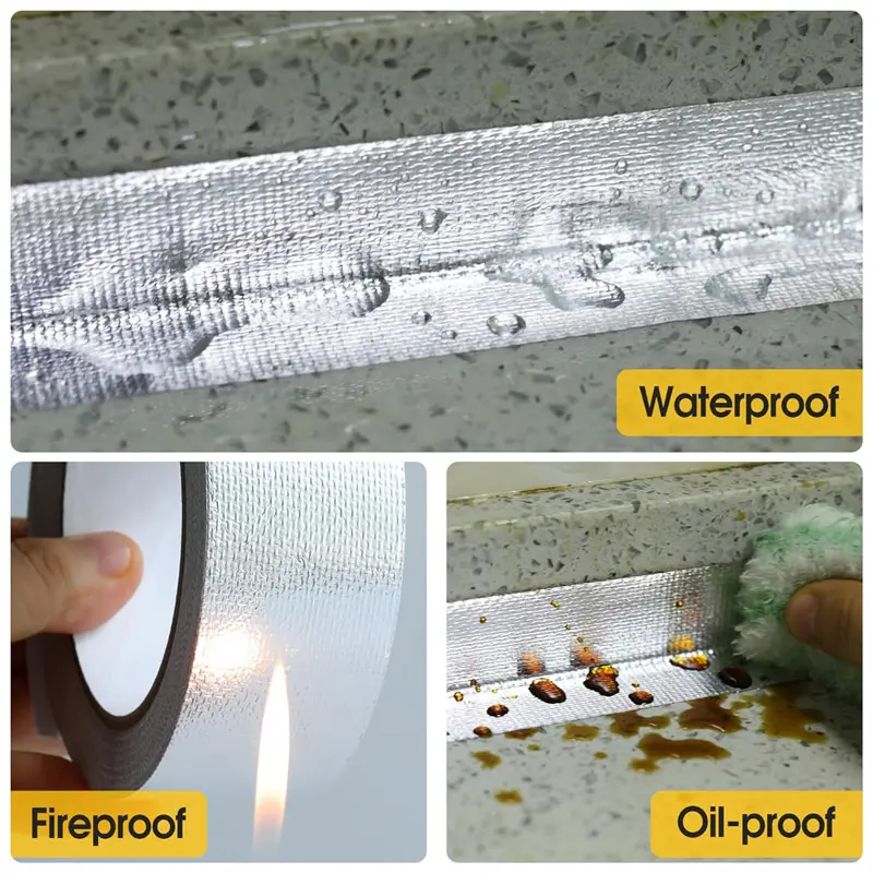 10Meters Fiberglass Aluminum Foil Tape HVAC Heat Resistant Tape Heat Shield Thermal Barrier Adhesive Backed Heat Reflective Tape