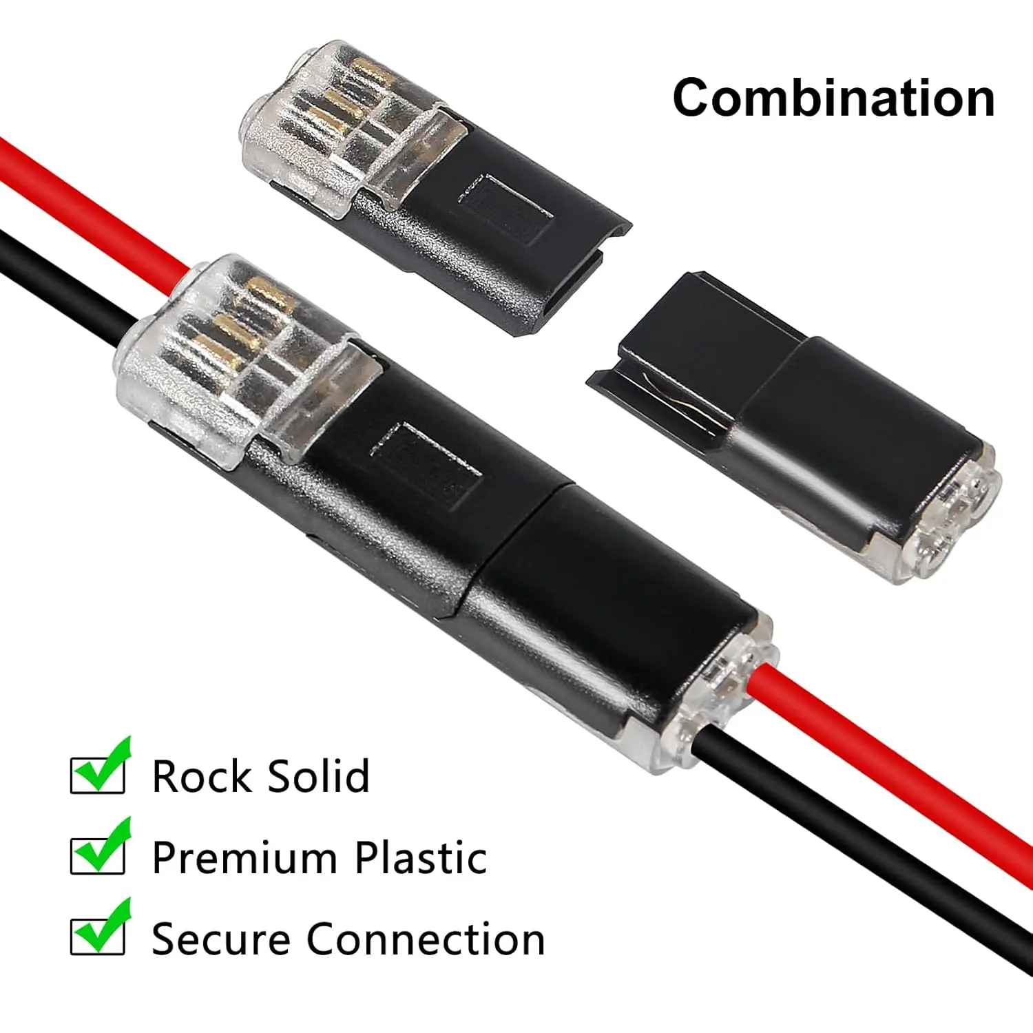 50pcs 2 Pin 2 Way Universal Compact Wire Terminals No Wire-Stripping Required Wire Connectors Quick Splice Wire Wiring Connector