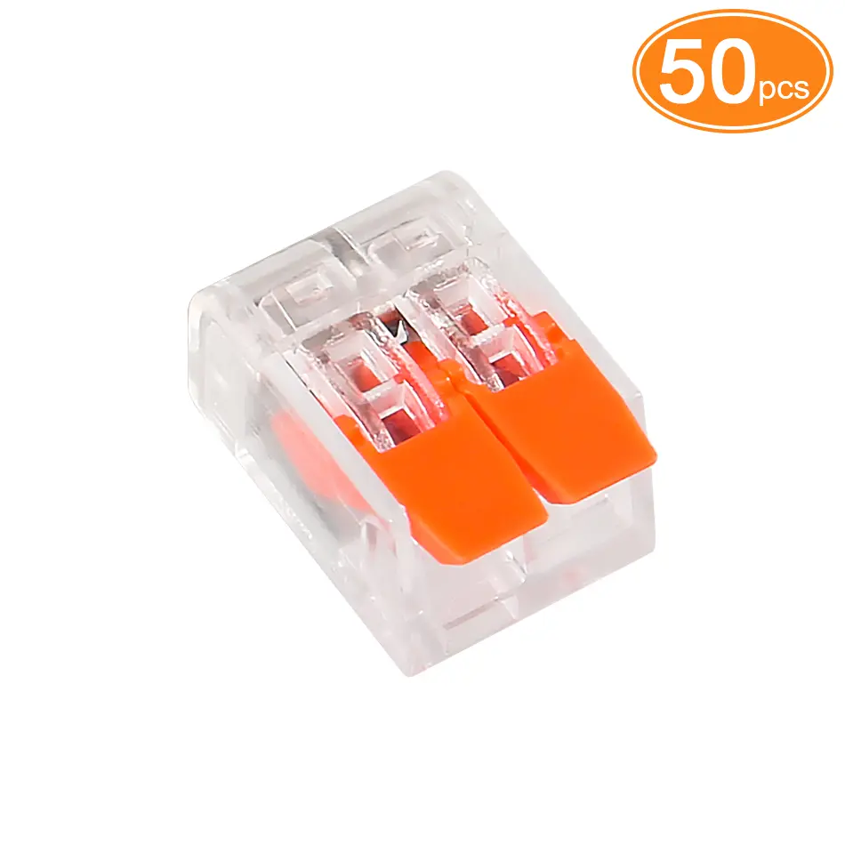 50pcs Quick Wire Connectors Plug-in Universal Compact Home Wiring Cable Connector 2/3 Pin Conductor Terminal Block