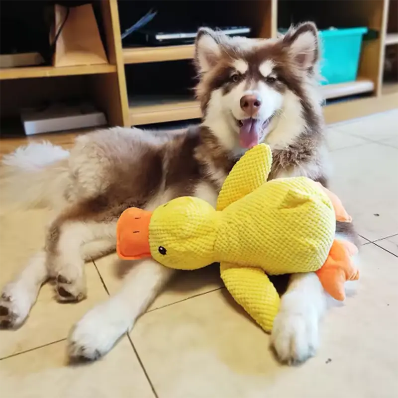 Pet Plush Toy Dog Calming Duck Stuffed Duck Toys Chew Toy Durable Squeaky for Puppy Pet Teeth Cleaning Chew Toy Pet Supplie