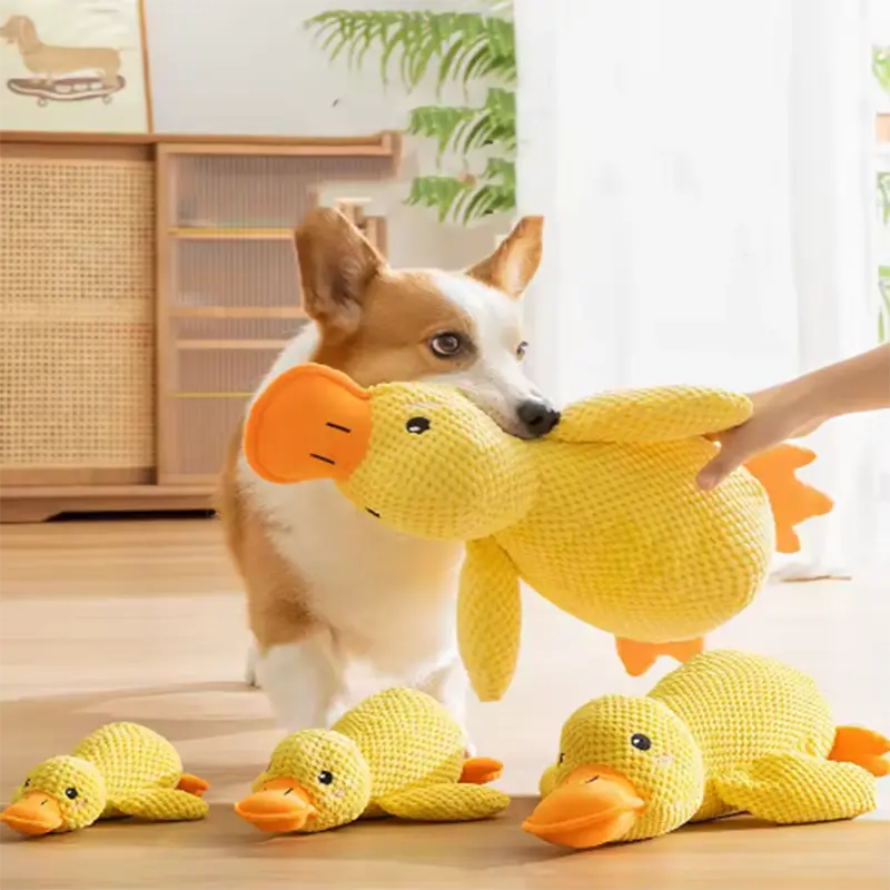 Pet Plush Toy Dog Calming Duck Stuffed Duck Toys Chew Toy Durable Squeaky for Puppy Pet Teeth Cleaning Chew Toy Pet Supplie