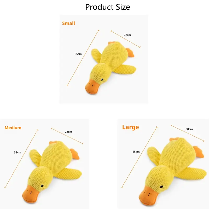 Pet Plush Toy Dog Calming Duck Stuffed Duck Toys Chew Toy Durable Squeaky for Puppy Pet Teeth Cleaning Chew Toy Pet Supplie