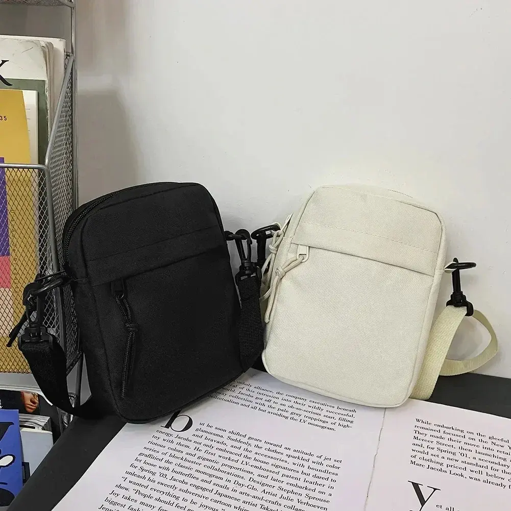 Canvas Women's Crossbody Bag Trend 2024 Oxford Shoulder Handbag Korean Solid Color Student Phone Bag Simple Shopper Bags Purse