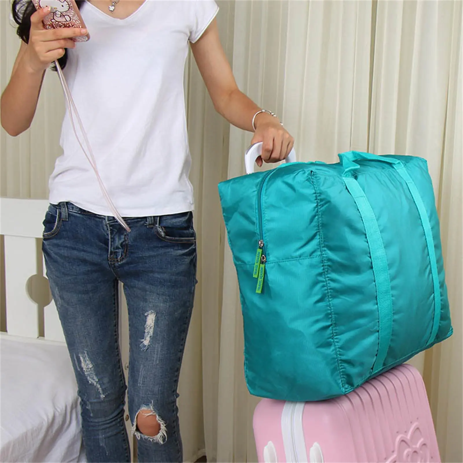 Waterproof Nylon Folding Foldable Home Travel Package Men Women Storage Bag Nylon/EVA Bag Storage Pouch Bags Cover for Clothes