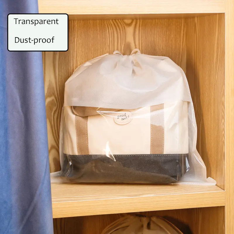 5pcs Non-woven Drawstring Storage Bags Pocket Drawstring  Dust-proof Convenient Home Supplies Clothing Organizer