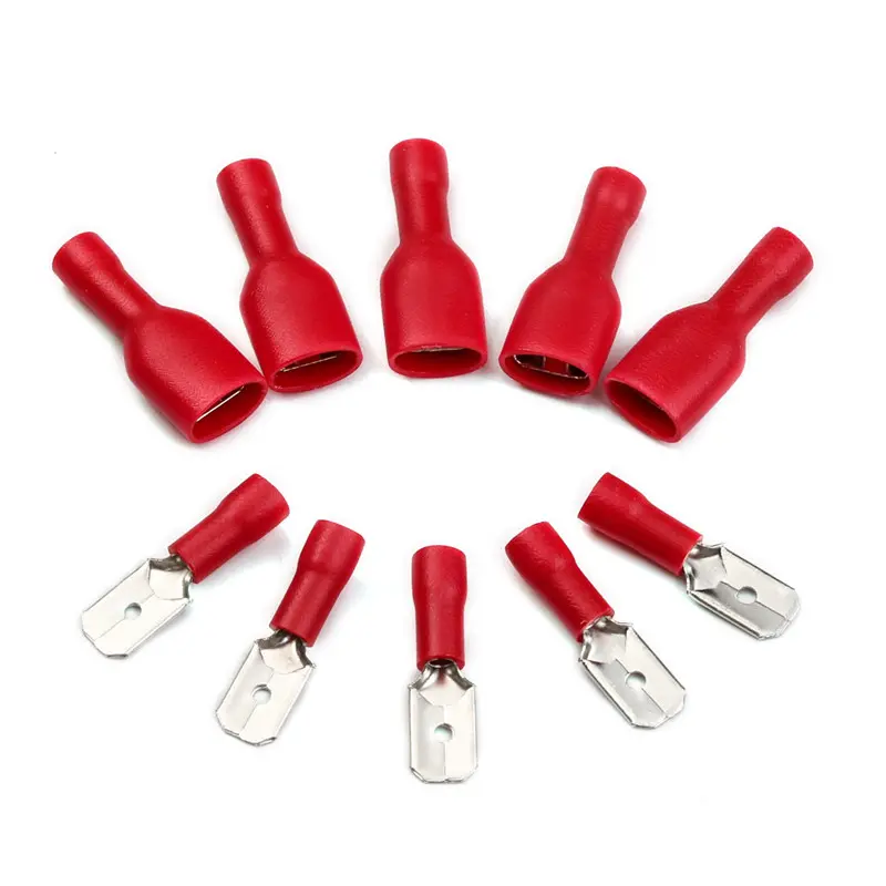 100PCS（50Pairs） Insulated Female&Male Crimp Spade Terminals Butt Splice 6.3mm Electrical Wire Connectors Wiring Cable Plug