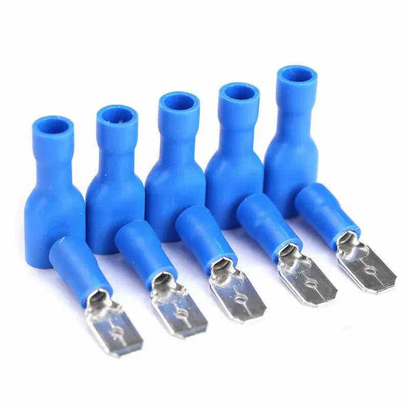 100PCS（50Pairs） Insulated Female&Male Crimp Spade Terminals Butt Splice 6.3mm Electrical Wire Connectors Wiring Cable Plug