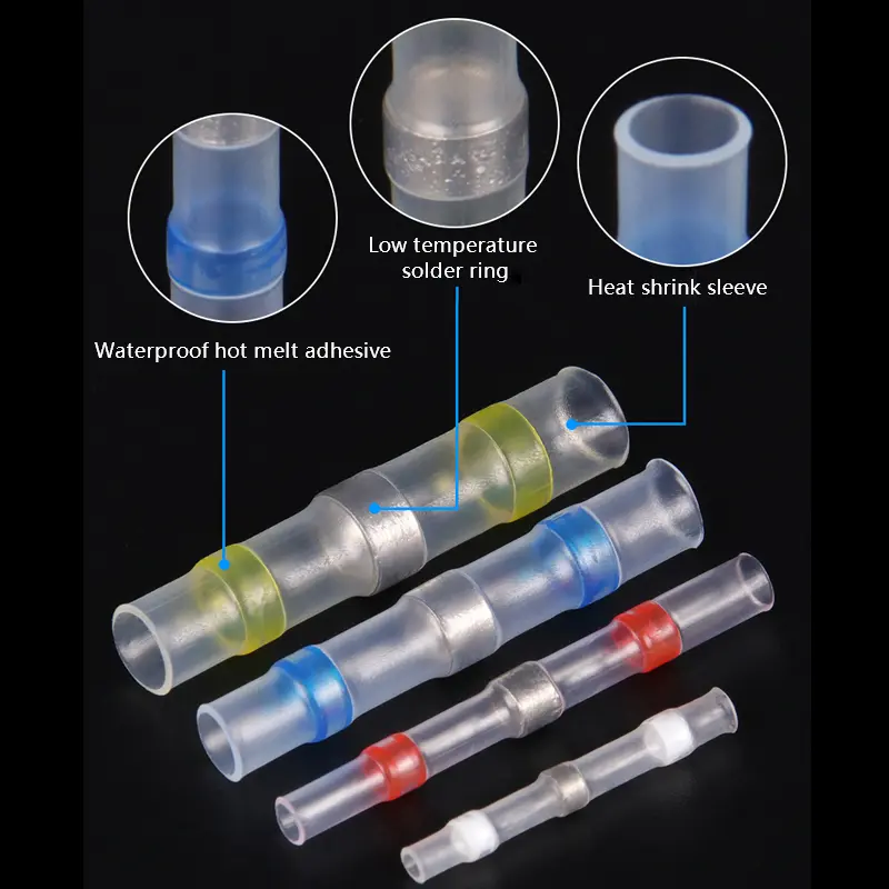 5/10/30 PCS Waterproof Heat Shrink Tube with Solder Insulated Electrical Wire Terminal Butt Splice Solder Electric Connector Set